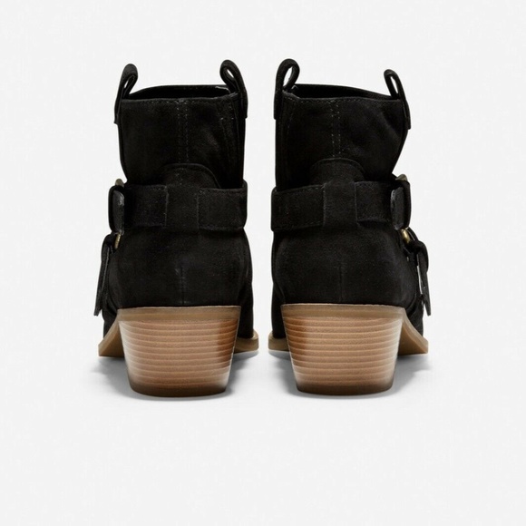 Cole Haan Jensynn Ankle Boots Black Suede Fashion Booties Block Heel Booties 8 - Picture 5 of 15